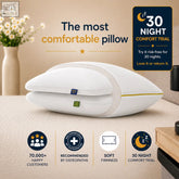 White brightr® sleep nox vegan best down alternative pillow with sleek design and subtle yellow accent stitching