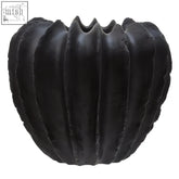 Black textured vase broc black textured ceramic vase with ribbed segmented design perfect for modern decor
