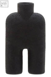 Broc large black sculptured vase with a textured ceramic finish and unique humanoid silhouette design