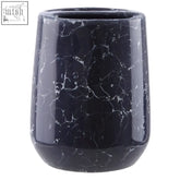 Black marble design toothbrush holder with white veining featuring bubble marble design for stylish bathroom use