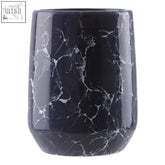 A sleek dark navy bubble marble design tumbler with glossy finish and elegant white marble design tumbler features