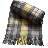 Buchanan Natural Mustard Recycled Wool Blanket in Soft Tartan Check