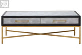 Black mirrored coffeetable with gold tone legs and handles in cadiz grey shagreen style shagreen coffee table