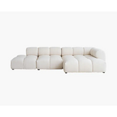 Caius Velvet Three Seater Module Sofa White Velvet
