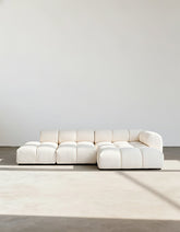 Caius Velvet Three Seater Module Sofa, White Velvet