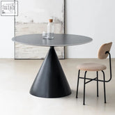 Calvin cone black dining table with a sleek matte finish and minimalist conical design perfect for any dining room