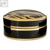 Calyse small trinket box with black and gold zebra print ceramic and glossy finish for stylish storage
