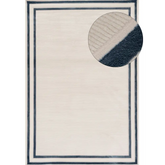 Carmel Cream-Blue Bordered Rug | 6060 - 80X150 cm - Rugs
