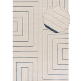 Carmel Cream-Blue Geometric Rug | 6040 - 80X150 cm - Rugs