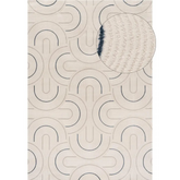 Carmel Cream-Blue Geometric Rug | 6070 - 80X150 cm - Rugs