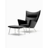 Carnaby High Back Armchair with Ottoman, Black| DC Concept