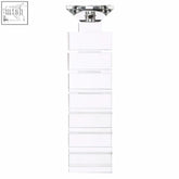 Clear acrylic dresser with ten stacked drawers and chrome finished top perfect for organizing a large candle holder