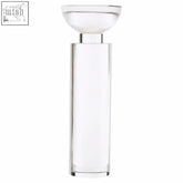 Clear acrylic large crystal candle holder with sleek modern design and rounded top for elegant decor use