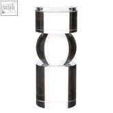Clear acrylic small crystal bubble candle holder with black circular accents for stylish home decor use