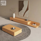 Minimalist light wood cassarah rectangle coffee table with sleek rectangular design and two drawers for storage