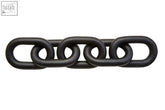 Cato black wood 5 link chain decor featuring black metal chain with interlocking oval links for stylish decor