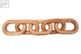 A light brown natural wood link chain decor with smooth finish and visible wood grain for stylish home accents