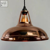 Cawston xl genuine solid copper 14 inch industrial pendant light with vintage edison bulb and black cord