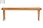 Light wood beech wood bench with natural cane woven seat and simple sturdy legs for indoor seating