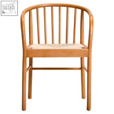 Light wood cebu natural dining chair with curved backrest and woven cane seat made of beech wood