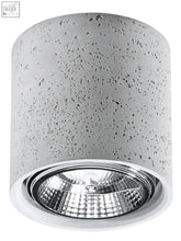 Ceiling lamp cullo concrete grey with a cylindrical shape metallic reflector and led light bulb for loft design