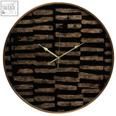 Celina wall clock with dark rustic wood grain face and slender metallic hands perfect for living rooms wall clock