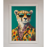 Cheetah With Sunglasses Framed Print - A3 (29.7 x 42 cm) / White - Framed Print
