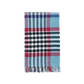 Chesil Check Pure New Wool Throw - Teal - Throws & Blankets