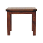 Solid wood chestnut butterfly dining table with dark brown finish and sturdy square legs perfect for family meals