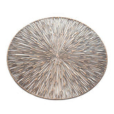 Chic home placemats set of 2 gold circular wooden placemats with laser cut radial sunburst pattern