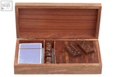 Wooden churchill games 3 in 1 dominoes dice and playing cards set neatly organized in a polished wooden box