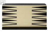 Cream-colored churchill games backgammon set with black points and sleek design perfect for your coffee table