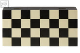 Black and cream checkered rectangular box with a sleek glossy finish from churchill games black and white foldable chess set