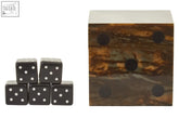 Churchill Games brown and black finish dice set with five black dice and premium resin rectangular tray box