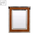 Rectangular churchill tan photo frame with polished silver frame and tan leather trim ideal for 6x8 photos