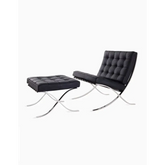 Classic Modern Barcelona Chair And Footstool, Black Leather, Clearance| DC Concept
