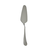 A sleek stainless steel claudia cake server with a smooth blade and curved handle for easy cake serving