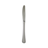A sleek stainless steel claudia table knife with a polished finish and a modern curved handle for dining