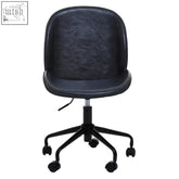 Black leather clinton grey home office chair with rounded back and five-star base for a stylish office chair setup