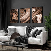 Copper Wall art | set of 3 framed wall art prints