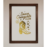 Cowgirl Boot Foil Print - A3 (29.7 x 42 cm) / Walnut - Framed Print