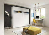 Horizontal Folding Wall Bed with Over Bed Unit – Double 140cm | Pull Down Bed with Overhead Cabinet