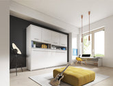Horizontal Folding Wall Bed with Over Bed Unit – Single 90cm | Pull Down Bed with Overhead Cabinet