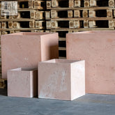 Pink terracotta extra large square planter with textured rustic finish cubrosa blushstone 70cm concrete cube pot