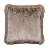 Cut Velvet Fringed Scatter Cushion - Silver - Cushion