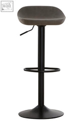 Modern gray faux leather bar stool with ash faux leather upholstery and adjustable height black metal frame set of two
