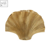 Danna large gold finish ginkgo vase with fan-shaped gold finish leaves and textured surface for elegant decor