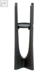 Black matte dante small washed grey finish candle holder with sleek minimalist design and curved vertical supports