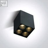Black cube dark light ceiling tubes with four gold-toned 10w smd led bulbs recessed for modern spaces