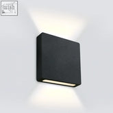 Black square dark light step series aluminium led wall recessed light with textured finish and warm diffused glow